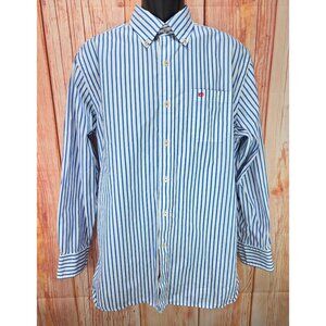 Southern Tide Mens Classic Fit Blue Striped Long Sleeve Dress Shirt Large